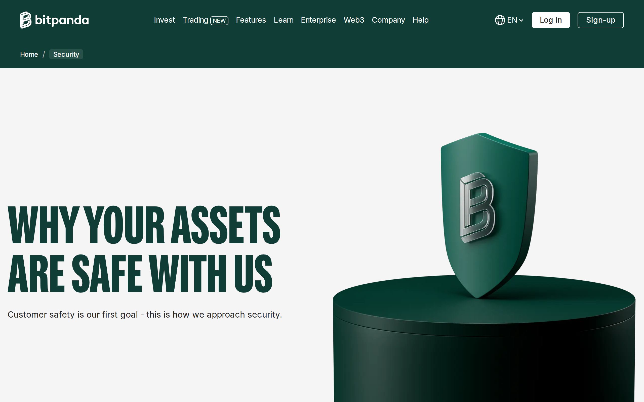 Bitpanda's Security page headlined Why Your Assets Are Safe With Us